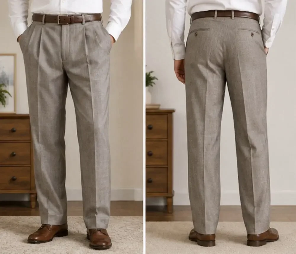 Greg Norman for Tasso Elba 100% Wool Dress Pants Men’s 36x30 Tan Pleated